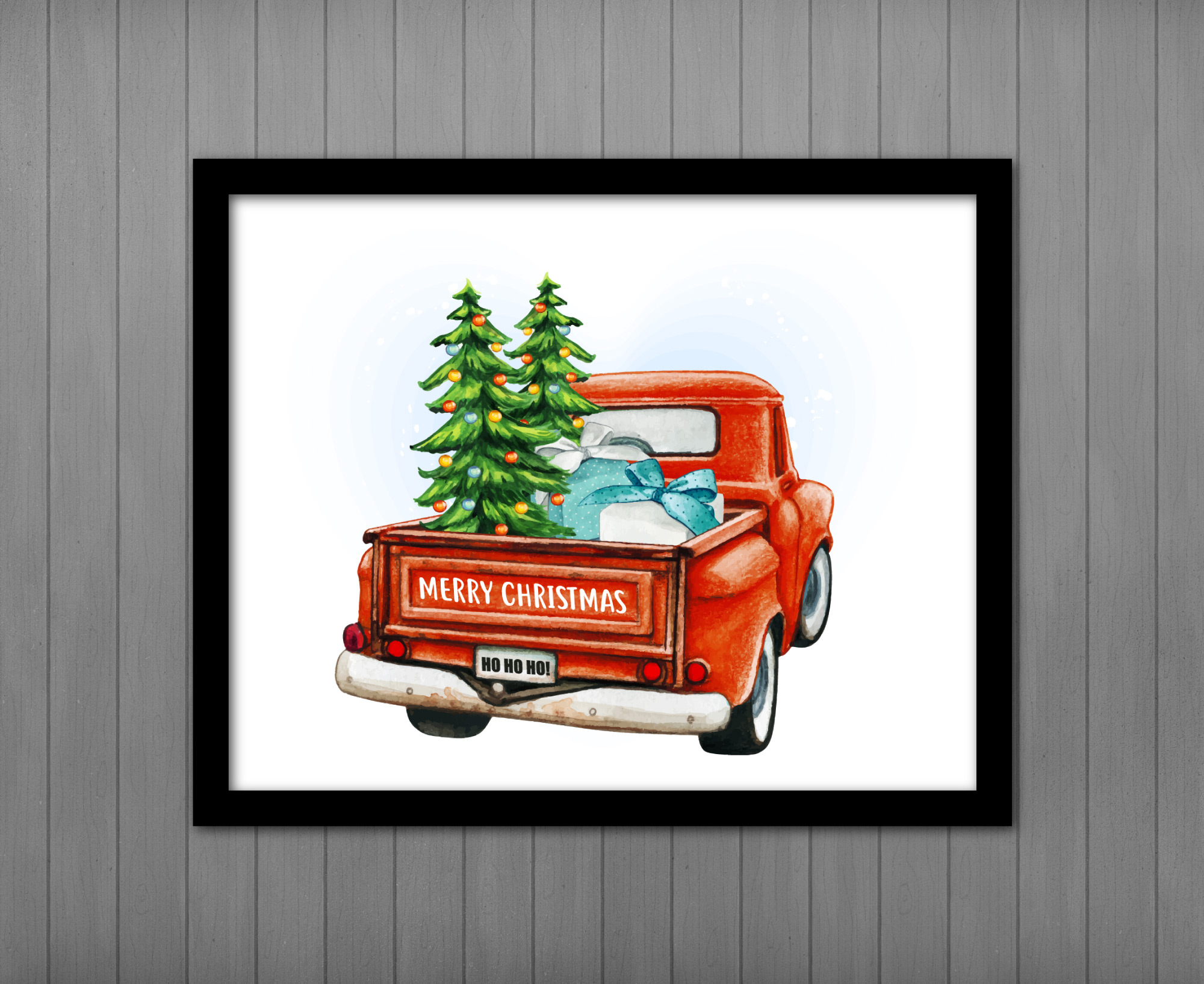 christmas truck printable sign instant download, farmhouse vintage